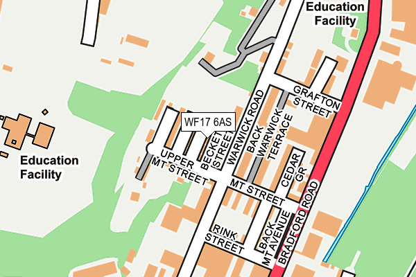 WF17 6AS map - OS OpenMap – Local (Ordnance Survey)