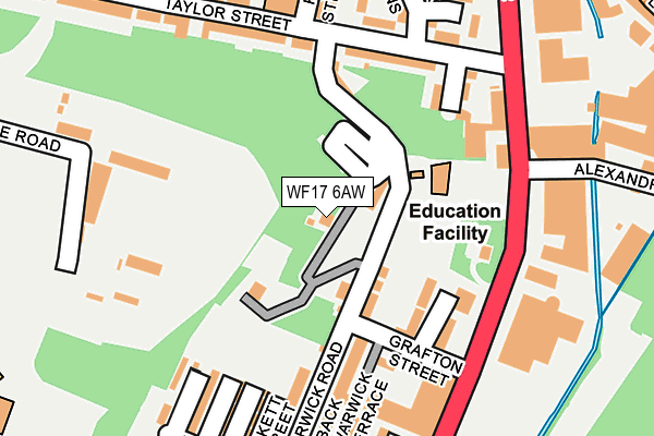 WF17 6AW map - OS OpenMap – Local (Ordnance Survey)