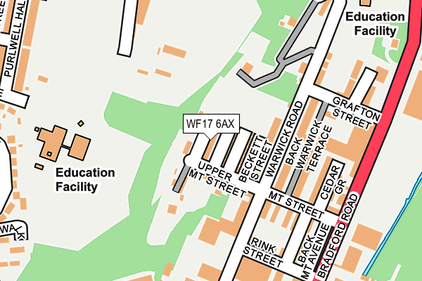WF17 6AX map - OS OpenMap – Local (Ordnance Survey)