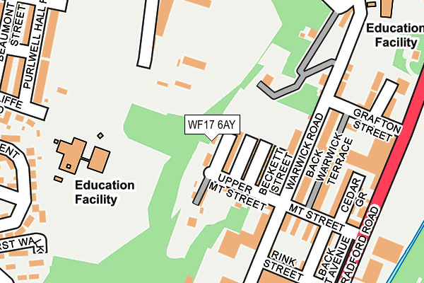 WF17 6AY map - OS OpenMap – Local (Ordnance Survey)