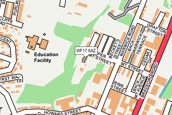 WF17 6AZ map - OS OpenMap – Local (Ordnance Survey)