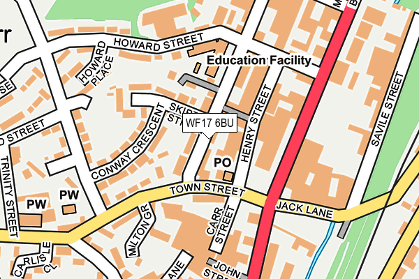 WF17 6BU map - OS OpenMap – Local (Ordnance Survey)