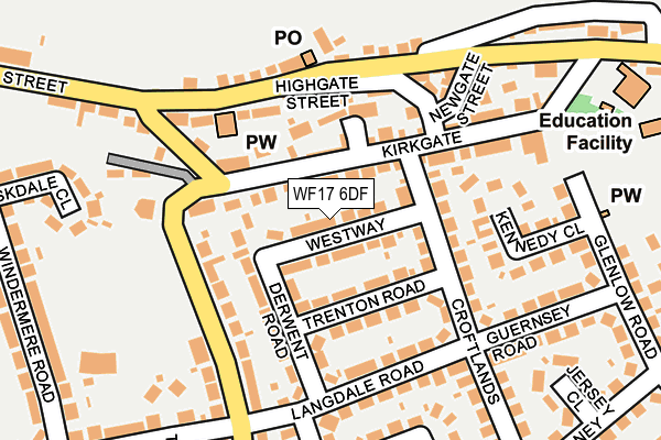 WF17 6DF map - OS OpenMap – Local (Ordnance Survey)