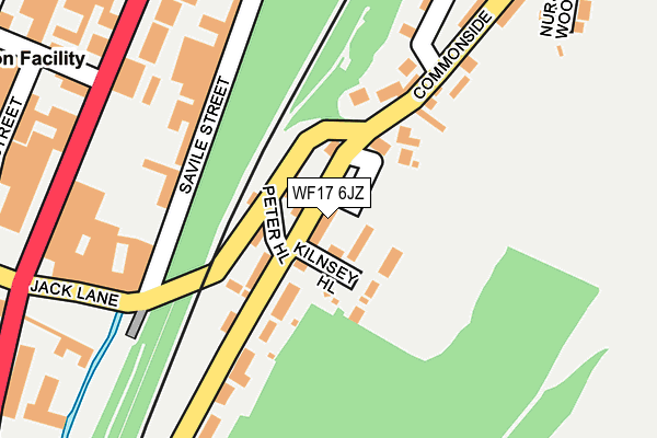 WF17 6JZ map - OS OpenMap – Local (Ordnance Survey)