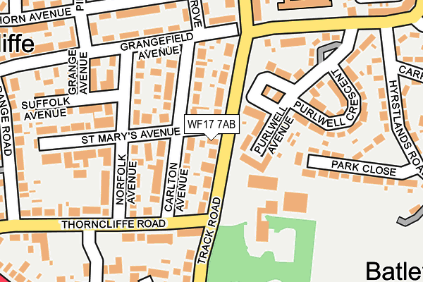 WF17 7AB map - OS OpenMap – Local (Ordnance Survey)