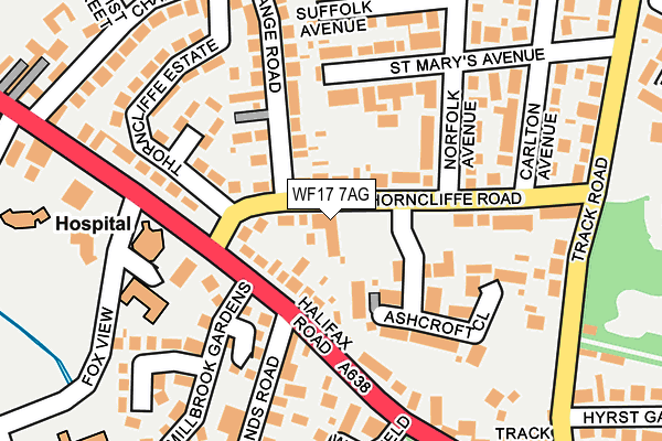 WF17 7AG map - OS OpenMap – Local (Ordnance Survey)