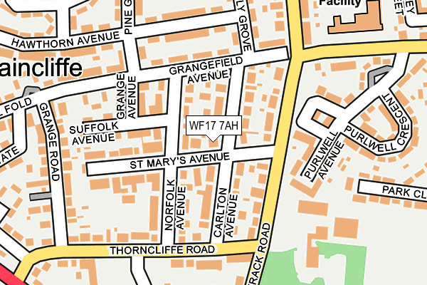 WF17 7AH map - OS OpenMap – Local (Ordnance Survey)