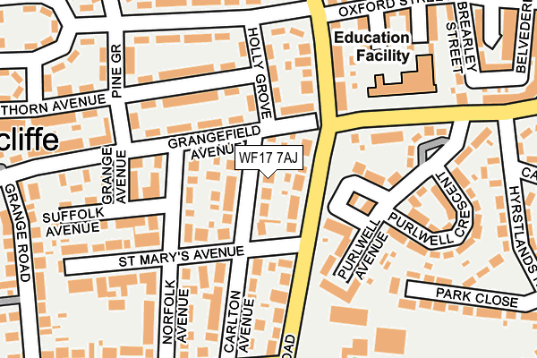 WF17 7AJ map - OS OpenMap – Local (Ordnance Survey)