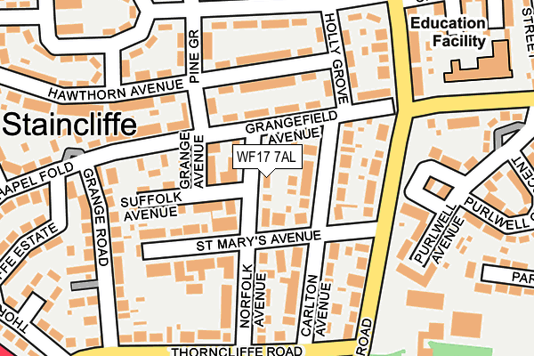 WF17 7AL map - OS OpenMap – Local (Ordnance Survey)