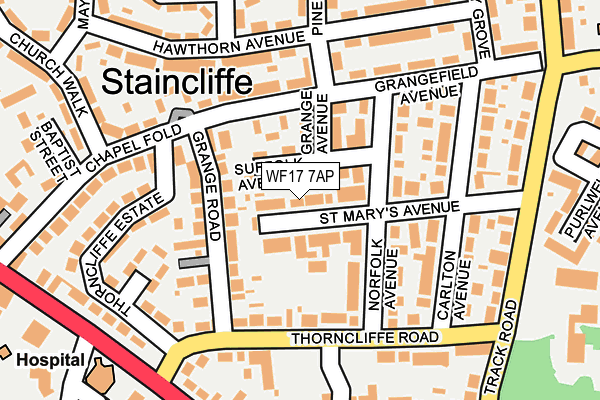 WF17 7AP map - OS OpenMap – Local (Ordnance Survey)