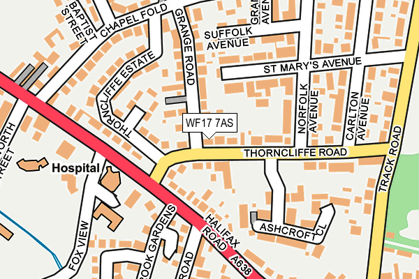 WF17 7AS map - OS OpenMap – Local (Ordnance Survey)
