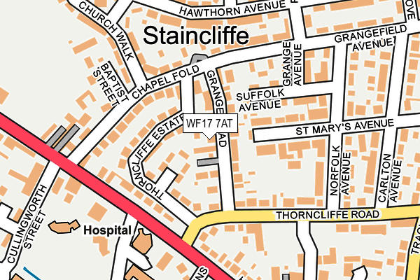 WF17 7AT map - OS OpenMap – Local (Ordnance Survey)