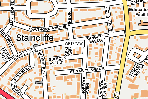 WF17 7AW map - OS OpenMap – Local (Ordnance Survey)