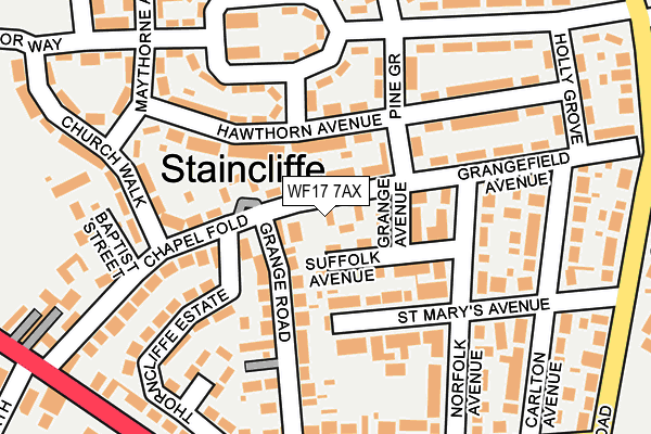 WF17 7AX map - OS OpenMap – Local (Ordnance Survey)