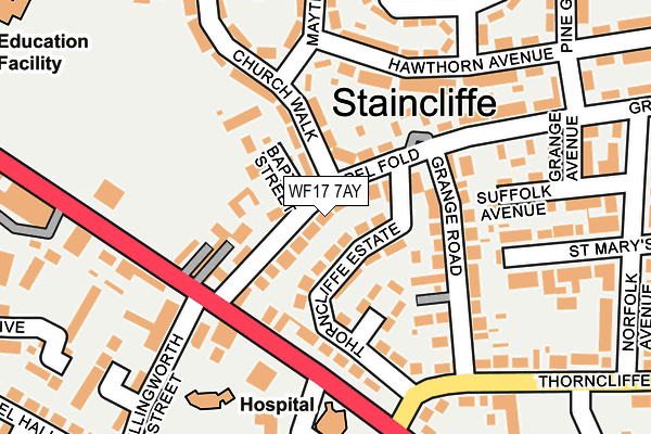 WF17 7AY map - OS OpenMap – Local (Ordnance Survey)