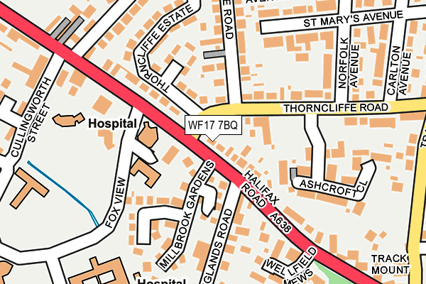 WF17 7BQ map - OS OpenMap – Local (Ordnance Survey)