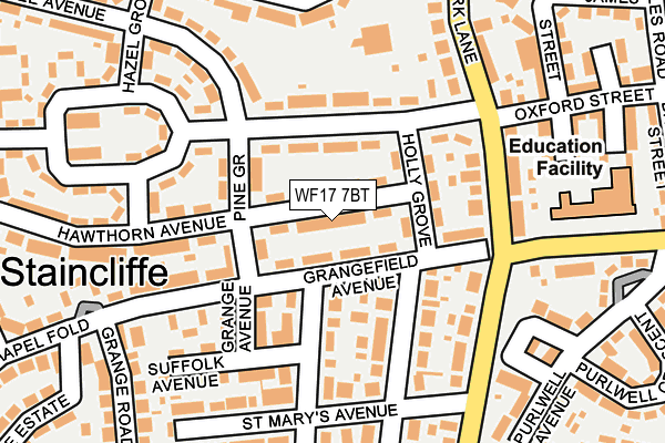 WF17 7BT map - OS OpenMap – Local (Ordnance Survey)