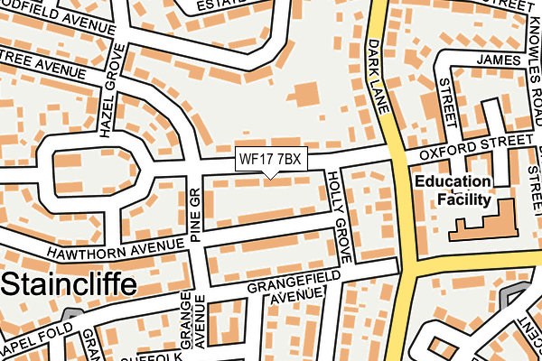 WF17 7BX map - OS OpenMap – Local (Ordnance Survey)