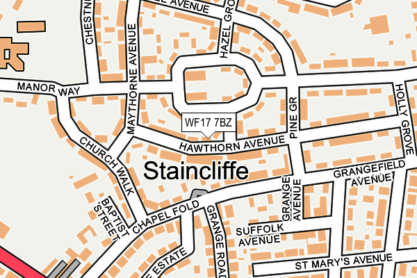 WF17 7BZ map - OS OpenMap – Local (Ordnance Survey)