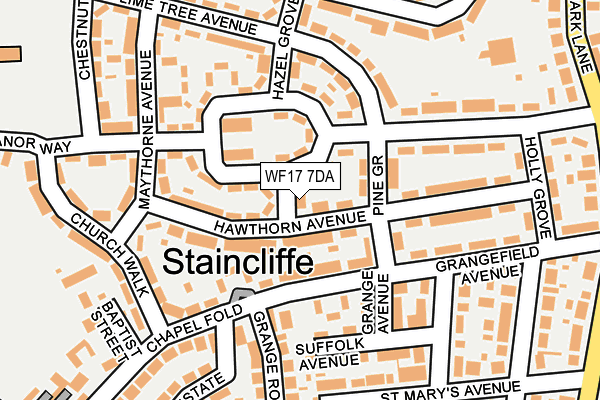 WF17 7DA map - OS OpenMap – Local (Ordnance Survey)