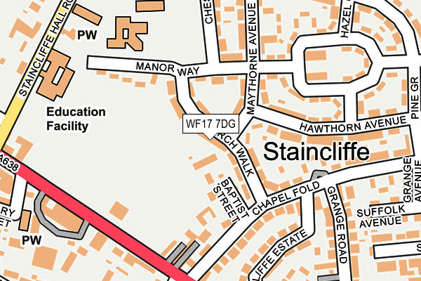 WF17 7DG map - OS OpenMap – Local (Ordnance Survey)
