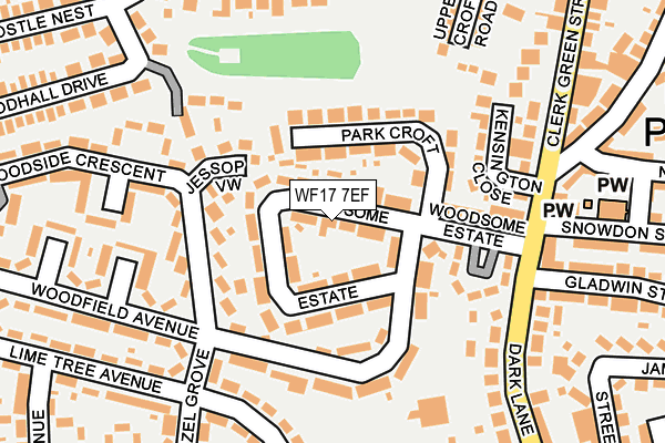 WF17 7EF map - OS OpenMap – Local (Ordnance Survey)