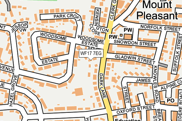 WF17 7EG map - OS OpenMap – Local (Ordnance Survey)