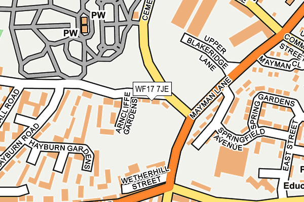 WF17 7JE map - OS OpenMap – Local (Ordnance Survey)