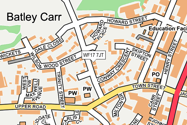 WF17 7JT map - OS OpenMap – Local (Ordnance Survey)