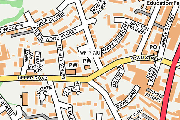 WF17 7JU map - OS OpenMap – Local (Ordnance Survey)
