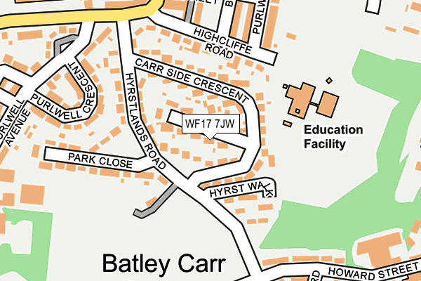 WF17 7JW map - OS OpenMap – Local (Ordnance Survey)