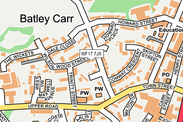 WF17 7JX map - OS OpenMap – Local (Ordnance Survey)