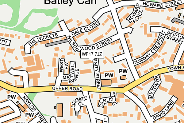 WF17 7JZ map - OS OpenMap – Local (Ordnance Survey)