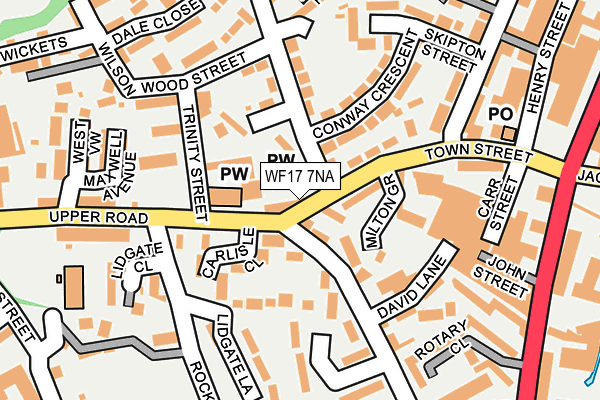 WF17 7NA map - OS OpenMap – Local (Ordnance Survey)