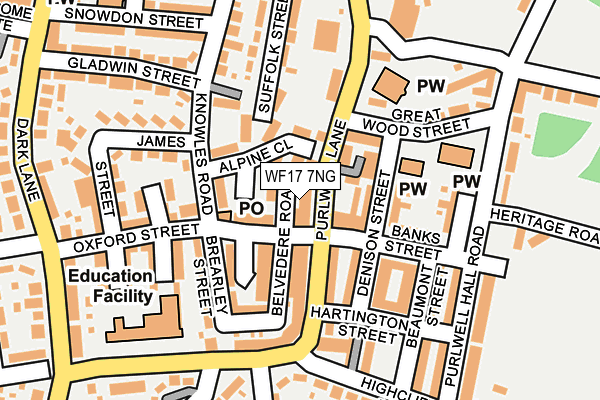 WF17 7NG map - OS OpenMap – Local (Ordnance Survey)