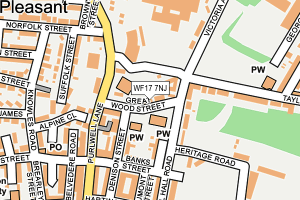 WF17 7NJ map - OS OpenMap – Local (Ordnance Survey)