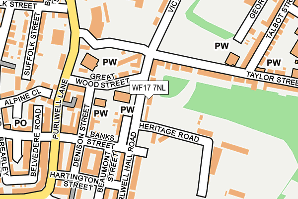 WF17 7NL map - OS OpenMap – Local (Ordnance Survey)