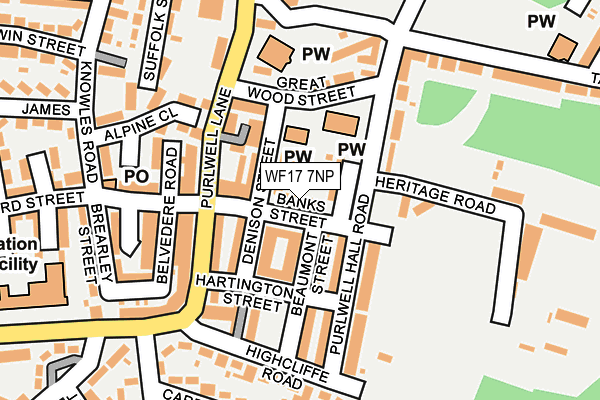 WF17 7NP map - OS OpenMap – Local (Ordnance Survey)