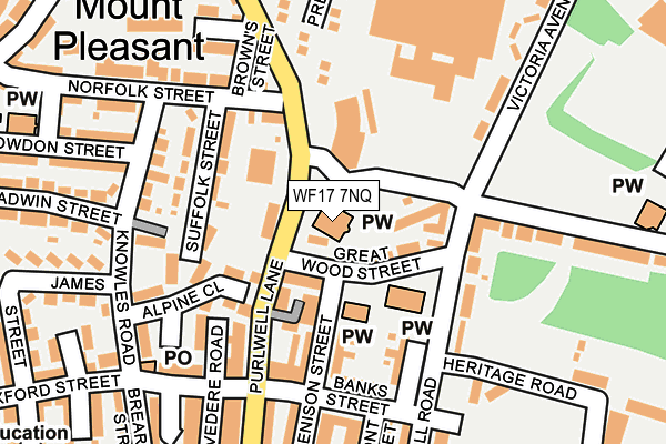 WF17 7NQ map - OS OpenMap – Local (Ordnance Survey)