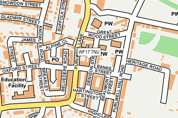 WF17 7NU map - OS OpenMap – Local (Ordnance Survey)