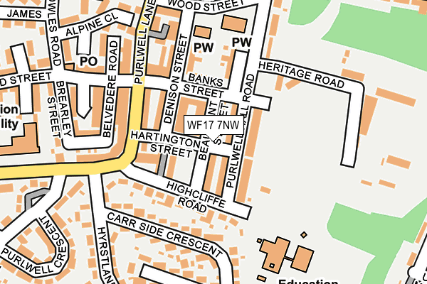 WF17 7NW map - OS OpenMap – Local (Ordnance Survey)
