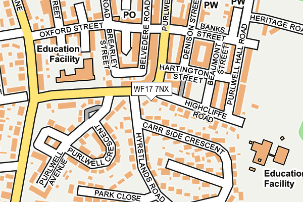 WF17 7NX map - OS OpenMap – Local (Ordnance Survey)