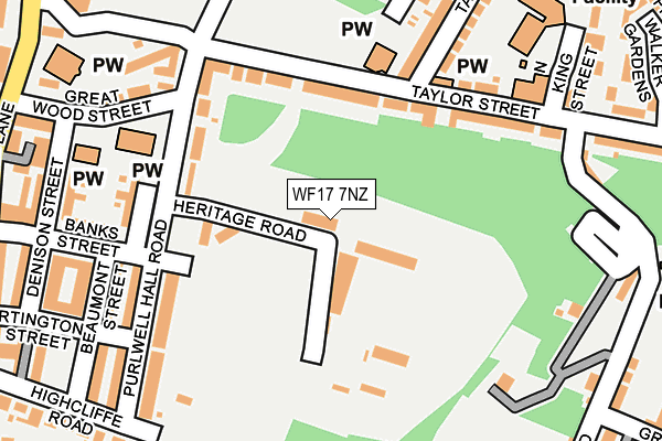 WF17 7NZ map - OS OpenMap – Local (Ordnance Survey)