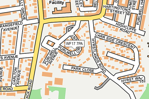 WF17 7PA map - OS OpenMap – Local (Ordnance Survey)