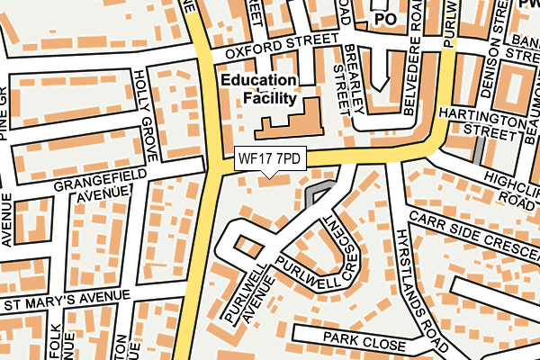 WF17 7PD map - OS OpenMap – Local (Ordnance Survey)