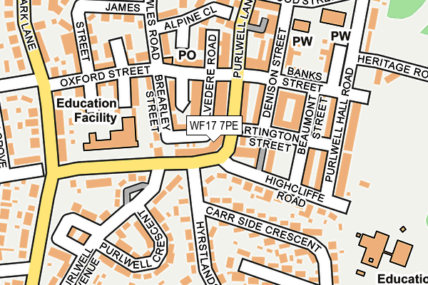 WF17 7PE map - OS OpenMap – Local (Ordnance Survey)
