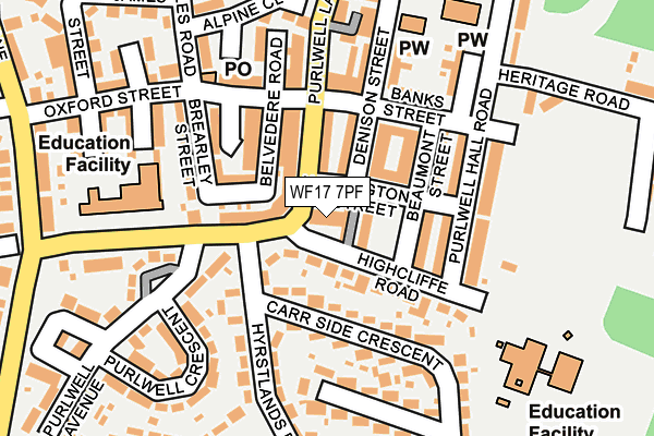 WF17 7PF map - OS OpenMap – Local (Ordnance Survey)