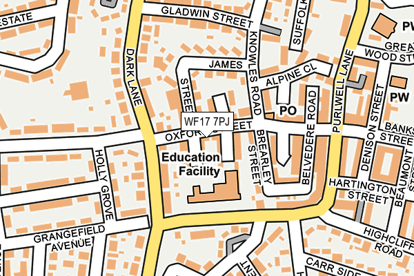 WF17 7PJ map - OS OpenMap – Local (Ordnance Survey)