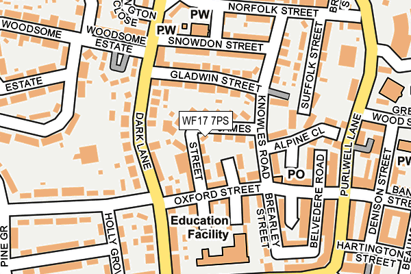 WF17 7PS map - OS OpenMap – Local (Ordnance Survey)