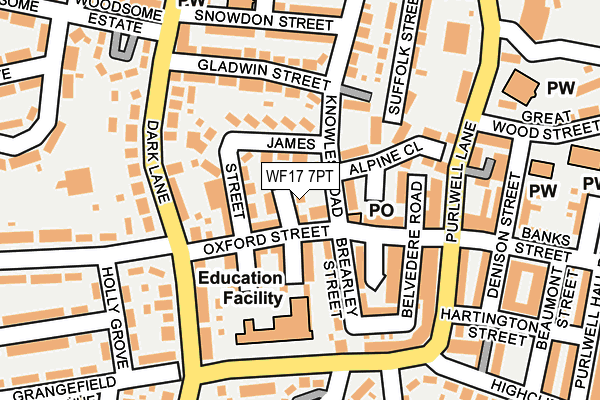 WF17 7PT map - OS OpenMap – Local (Ordnance Survey)